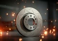 High-performance brake disc with a sleek design and glowing sparks Royalty Free Stock Photo