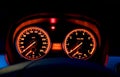 High Performance Car Red Gage Cluster at Night Royalty Free Stock Photo