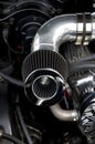 High Performance Chromed Turbo and Air Filter on a Custom Automobile