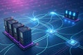 High performance computing network with seamless data streams Royalty Free Stock Photo