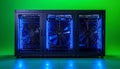 Futuristic Crypto Mining Rig with Blue LED Cooling Royalty Free Stock Photo