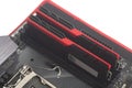 High performance DDR4 computer memory RAM on motherboard Royalty Free Stock Photo