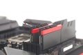 High performance DDR4 computer memory RAM on motherboard Royalty Free Stock Photo
