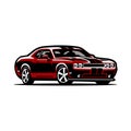 High performance muscle car vector isolated American coupe