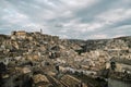 High perspective of old town architecture skyline of matera,italy Basilicata