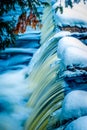 High point of Bond Falls in winter Royalty Free Stock Photo