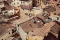 High point view on cityscape of historical Florence with tile roofs, Italy. Tuscany area with historical houses Royalty Free Stock Photo