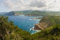 Ibiza, Spain; October 23 2021: the panoramic view of the bay of Sant Miquel and Benirras at north of Ibiza island Royalty Free Stock Photo