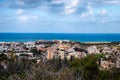 High point view to the Paphos city with buildings, sea and sky Royalty Free Stock Photo
