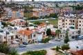 High point view to the street with houses and cars of Paphos ci Royalty Free Stock Photo