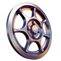 Sportcar light alloy rim 3D render left down view