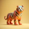 Vibrant 3d Render Of A Polygon Tiger With Bold Shapes And Bright Colors