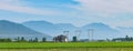 High power lines over farmer's field in the Fraser valley Royalty Free Stock Photo