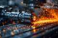 High-Precision CNC Lathe Milling with Metal Sparks for Industrial Manufacturing Generative AI