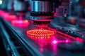 High-precision laser system at work in a semiconductor fabrication facility du Royalty Free Stock Photo