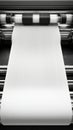 High-Precision Printing Process Captured: Continuous Flow of Blank Paper from an Advanced Printing Machine Royalty Free Stock Photo