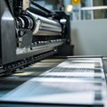 High-precision printing process captured in a modern printing facility. Generative AI