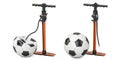 High pressure hand pumps with inflated and deflated soccer balls