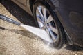 High pressure manual car washing Royalty Free Stock Photo