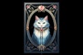 The high priestess Cat Tarot card illustration generative ai