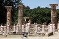 High Priestess, the Olympic flame during the Torch lighting ceremony of the Olympic Games in London in 2012 at ancient Olympia