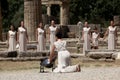 High Priestess, the Olympic flame during the Torch lighting ceremony of the Olympic Games in London in 2012 at ancient Olympia