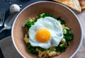 High protein breakfast egg and spinach