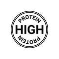 High protein sign, circle sticker. Food and diet icon to denote high protein content. Arrow up symbol for products Royalty Free Stock Photo