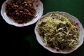 High protein vegetarian meal of roasted peanuts and stir fried mung bean sprouts Royalty Free Stock Photo