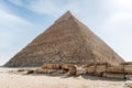 high pyramid of Chephren on the background of a blue sky with clouds, Giza, Cairo, Egypt. second pyramid Royalty Free Stock Photo