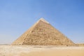 high pyramid of Chephren on the background of a blue sky with clouds, Giza, Cairo, Egypt. second pyramid. Pyramid of Khafra on a Royalty Free Stock Photo