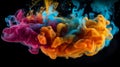 High quality abstract colourful smoke on a dark background, Generative AI Royalty Free Stock Photo