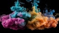 High quality abstract colourful smoke on a dark background, Generative AI Royalty Free Stock Photo