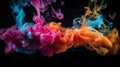 High quality abstract colourful smoke on a dark background, Generative AI Royalty Free Stock Photo