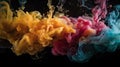 High quality abstract colourful smoke on a dark background, Generative AI Royalty Free Stock Photo