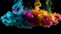 High quality abstract colourful smoke on a dark background, Generative AI Royalty Free Stock Photo