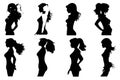 Women set black silhouette isolated vector