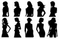 Women set black silhouette isolated vector