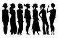 Women set black silhouette isolated vector