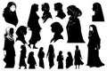 Women set black silhouette isolated vector