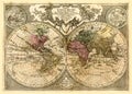 High Quality Antique World Map 1675-1726 Royalty Free Stock Photo