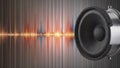 High-quality audio speaker with soundwave visualization representing sound technology Royalty Free Stock Photo