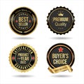 High quality and best seller collection of gold and black badges Royalty Free Stock Photo