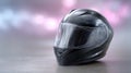 High-quality black motorcycle helmet displayed in a soft gradient background Royalty Free Stock Photo
