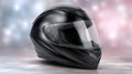 High-quality black motorcycle helmet displayed in a soft gradient background Royalty Free Stock Photo
