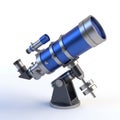 High-quality blue refractor telescope on adjustable tripod stand for astronomy Royalty Free Stock Photo