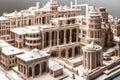 A high-quality camera capturing the intricate details of a 3D-printed architectural model,