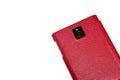 Red leather, mobile phone camera