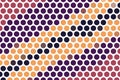Vibrant colorful hexagonal dots pattern in burgundy, purple, and orange with a seamless geometric structure. Abstract background