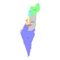 High quality labeled map of with Israel borders of the regions